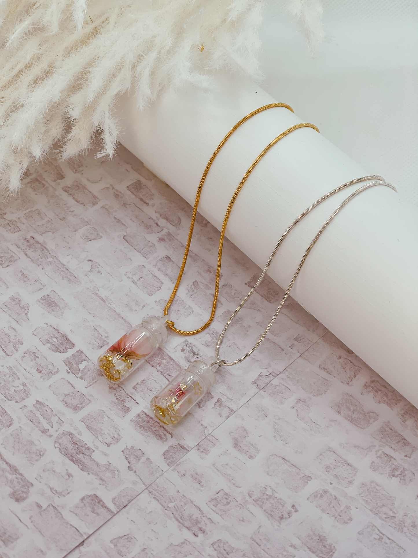 Stress-Relieving Bottle Charm Necklace - Red Tranquility