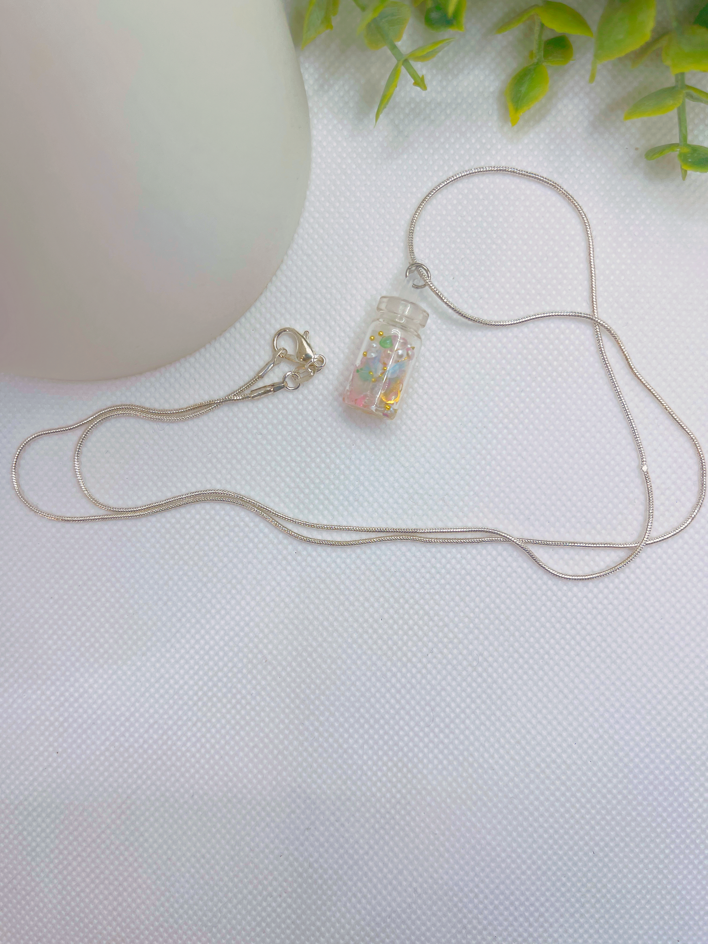 Stress-Relieving Bottle Charm Necklace - Green Tranquility