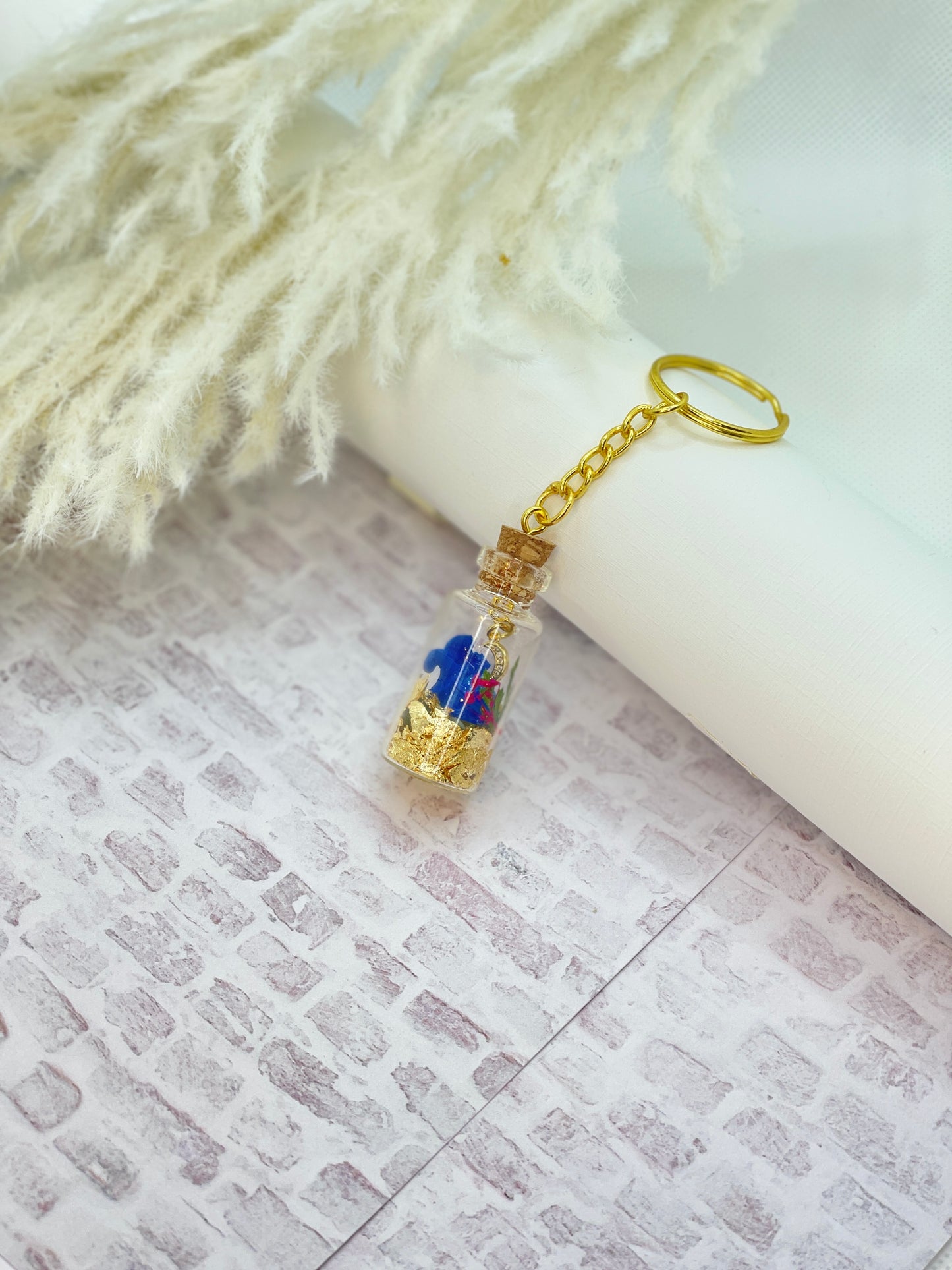 Calming Bottle Charm Keychain - Gold