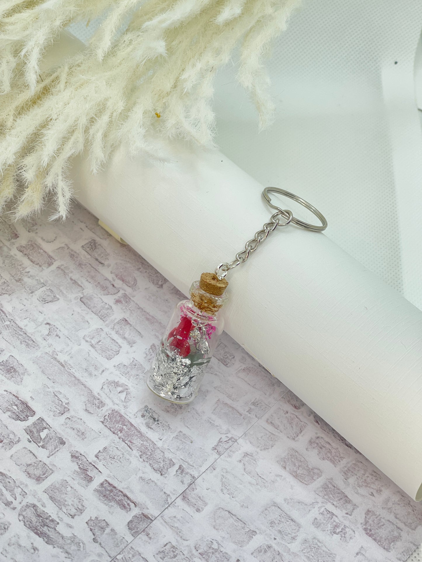 Calming Bottle Charm Keychain - Silver