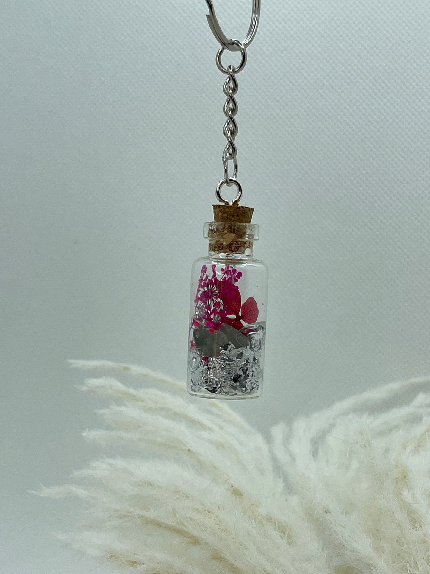 Calming Bottle Charm Keychain - Silver